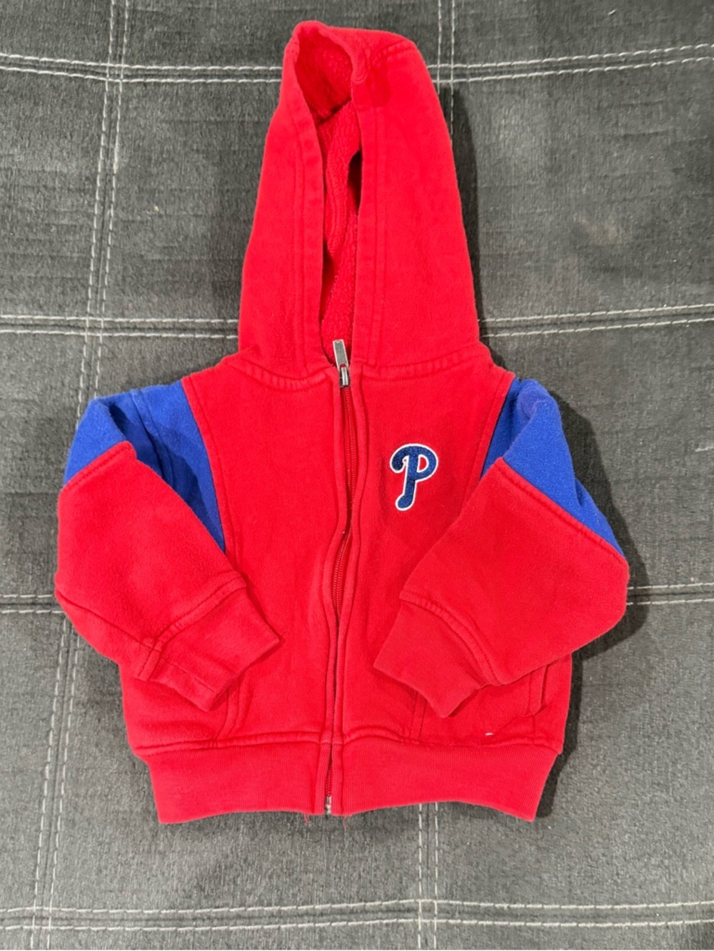 Red & Blue Kids Zip Hoodie with Philadelphia Phillies 'P' Patch